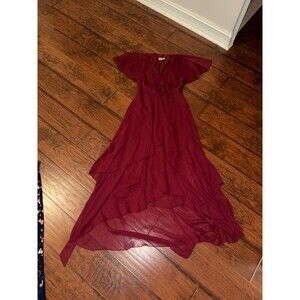 ASOS Burgundy High Low Wrap Dress Size 10 Elegant Event Wedding Guest